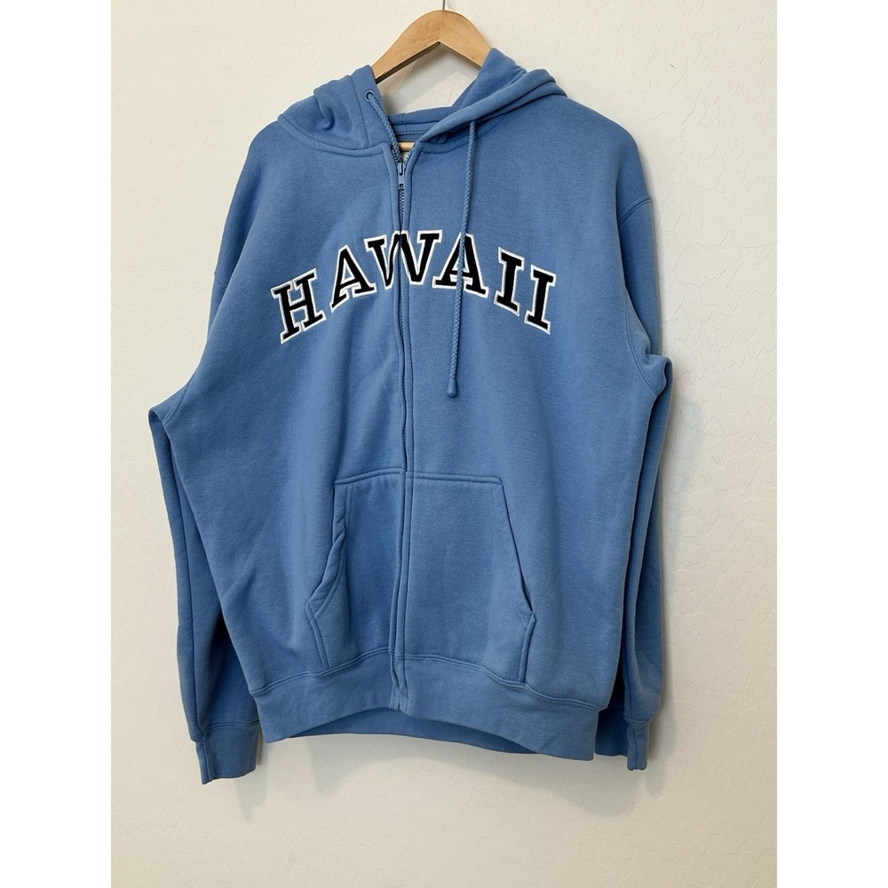 Hawaii Mens Fullzip Hoodie Fleece Sweatshirt BaBa Graphic Kangaroo Blue XL